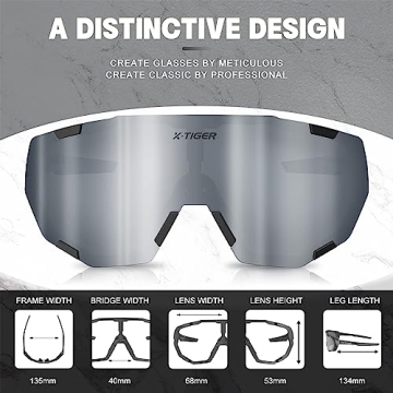 X-TIGER Polarized Cycling Sunglasses with Interchangeable Lenses and UV400 Protection