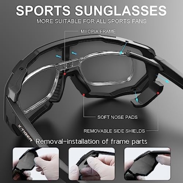 X-TIGER Polarized Cycling Sunglasses with Interchangeable Lenses and UV400 Protection