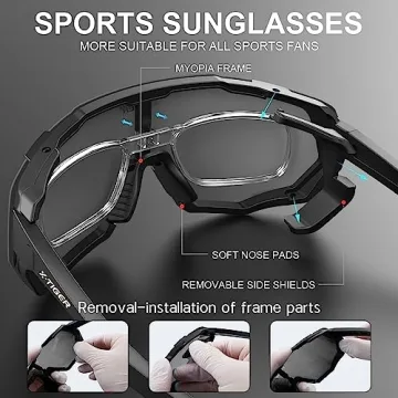 X-TIGER Polarized Cycling Sunglasses with Interchangeable Lenses and UV400 Protection