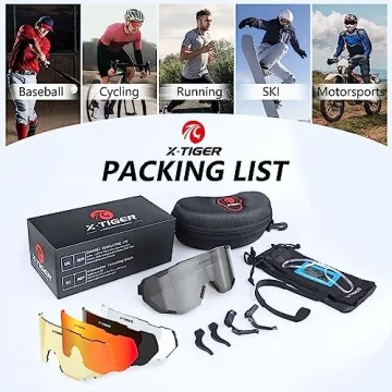X-TIGER Polarized Cycling Sunglasses with Interchangeable Lenses and UV400 Protection