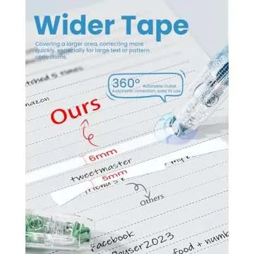 Four Candies Refillable Retractable White Out Correction Tape, 2PCS Cute White Out with 4 Extra Refi...