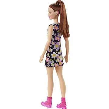 Barbie Fashionistas Doll #187 with Behind-the-Ear Hearing Aids, Brunette Ponytail, Shift Dress & Pink Boots