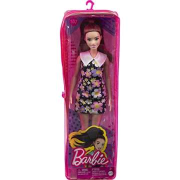 Barbie Fashionistas Doll #187 with Behind-the-Ear Hearing Aids, Brunette Ponytail, Shift Dress & Pink Boots