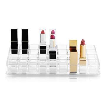 BINO 'Lips Galore' 36 Compartment Acrylic Lipstick Organizer, Clear and Transparent Cosmetic Beauty Vanity Holder Storage
