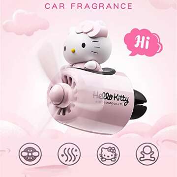 a/r Hello Kitty Car Air Fresheners, Car Diffuser Rotating Propeller Air Outlet Vent Fresheners, Vent Clip Air Fresheners for Cars, Creative Car Perfume Decoration, Black