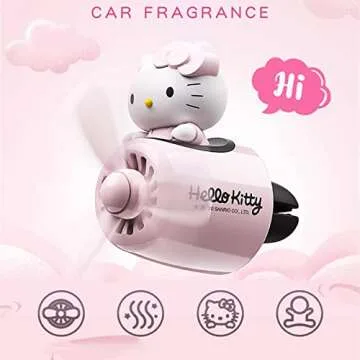 a/r Hello Kitty Car Air Fresheners, Car Diffuser Rotating Propeller Air Outlet Vent Fresheners, Vent Clip Air Fresheners for Cars, Creative Car Perfume Decoration, Black