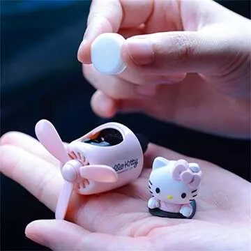 a/r Hello Kitty Car Air Fresheners, Car Diffuser Rotating Propeller Air Outlet Vent Fresheners, Vent Clip Air Fresheners for Cars, Creative Car Perfume Decoration, Black