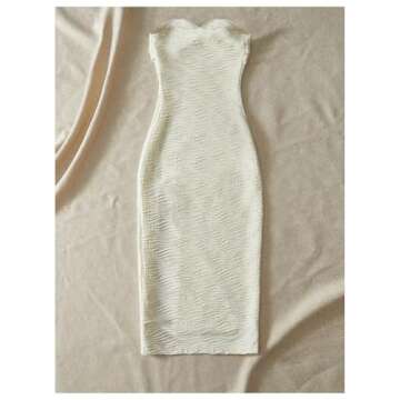 Milumia Women's Stylish Textured Strapless Midi Dress - Apricot