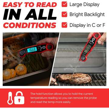 Fast Instant Read Meat Thermometer for Perfect Cooking