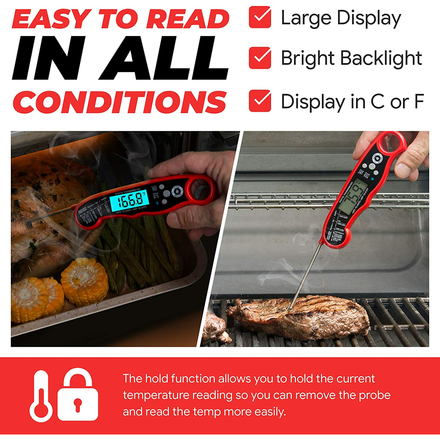 Fast Instant Read Meat Thermometer for Perfect Cooking