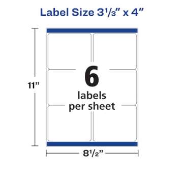 Avery Waterproof Printable Shipping Labels with Sure Feed, 3-1/3" x 4", White, 300 Blank Mailing Labels (5524)