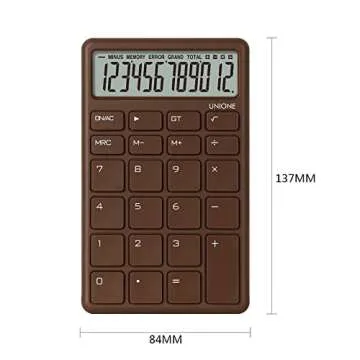 UNIONE Pocket & Desktop Brown Calculator with a Bright LCD, Dual Power Handheld Desktop. Color. Business, Office, High School