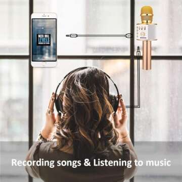 BONAOK Wireless Bluetooth Karaoke Microphone,3-in-1 Portable Handheld Karaoke Mic Speaker Machine Home Party Birthday for All Smartphones (Q37 Gold)