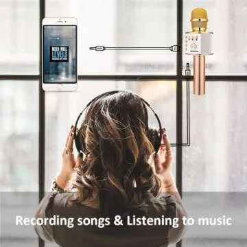 BONAOK Wireless Bluetooth Karaoke Microphone,3-in-1 Portable Handheld Karaoke Mic Speaker Machine Home Party Birthday for All Smartphones (Q37 Gold)