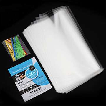 MORIDA 20 Pcs 14x18 inch Cello Cellophane Treat Bags Clear Flat for Gift Wrapping, Bakery, Cookie, C...