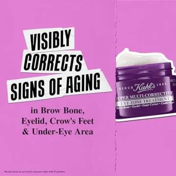Kiehl's Super Multi-Corrective Eye Cream, Anti-Aging Cream that Lifts Brow Bone Area, Smooths and Firms Eye Lids, Bilberry Seed Extract and Collagen Peptide for Smoother Looking Skin - 0.5 fl oz