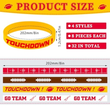 Deekin 32 Pcs Football Silicone Bracelets for Fans