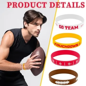 Deekin 32 Pcs Football Silicone Bracelets for Fans