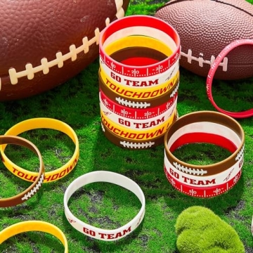 Deekin 32 Pcs Football Silicone Bracelets for Fans