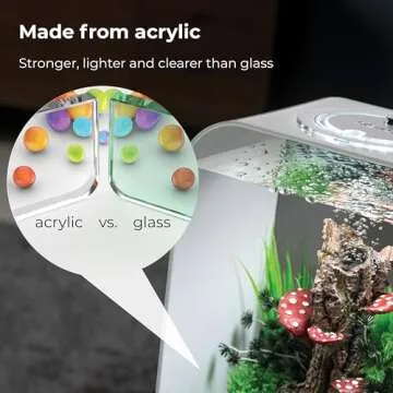 biOrb Life 15 Acrylic 4-Gallon Aquarium with Multi-Color Remote-Controlled LED Lights Modern Compact Tank for Tabletop or Desktop Display, White