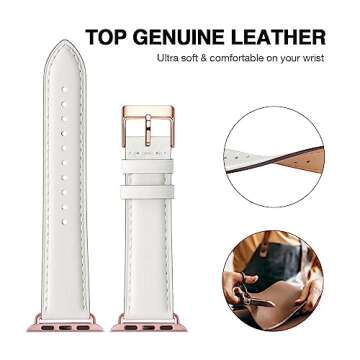 OMIU Square Bands Compatible with Apple Watch Band 38mm 40mm 41mm 42mm 44mm 45mm 49mm, Genuine Leath...