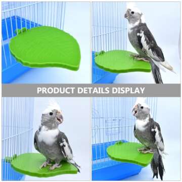 Angoily Stand up Bird Perches: Plastic Green Leaves Shaped Parrot Platform Toys Parakeet Cage Accessories Bird Shower Perch Parrot Stand for Cockatiel Bird Playground - Climbing Perch Cage Supply
