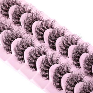 wiwoseo Mink Lashes - Natural Fluffy Faux Mink Eyelashes 3D Thick Volume Pack