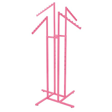 SSWBasics Hot Pink 4-Way Slanted Arm Clothing Display Rack - Durable Retail Clothing Rack for Boutiq...