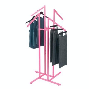 Hot Pink 4-Way Clothing Display Rack for Boutiques