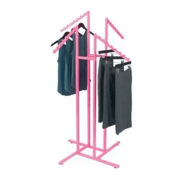 Hot Pink 4-Way Clothing Display Rack for Boutiques