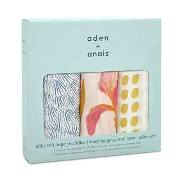 aden + anais Silky Soft Swaddle Blanket | 100% Bamboo Viscose Muslin Blankets for Girls & Boys | Baby Receiving Swaddles | Ideal Newborn & Infant Swaddling Set | 3 Pack, Marine Gardens