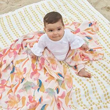 aden + anais Silky Soft Swaddle Blanket | 100% Bamboo Viscose Muslin Blankets for Girls & Boys | Baby Receiving Swaddles | Ideal Newborn & Infant Swaddling Set | 3 Pack, Marine Gardens