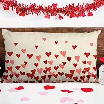 JXZYGMD Valentines Day Pillow Cover Stylish Pink Heart Design