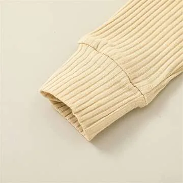 Kuriozud Newborn Infant Unisex Baby Boy Girl Button Solid Romper Bodysuit One Piece Jumpsuit Outfits Clothes (Long Sleeve one Piece Apricot, 6-9 Months)