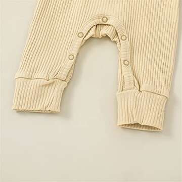 Kuriozud Newborn Infant Unisex Baby Boy Girl Button Solid Romper Bodysuit One Piece Jumpsuit Outfits Clothes (Long Sleeve one Piece Apricot, 6-9 Months)