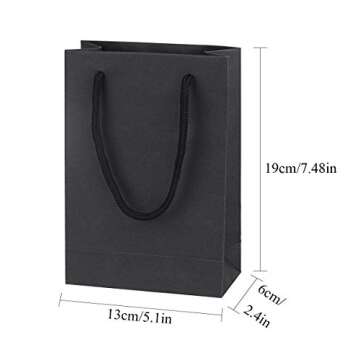 Driew Black Gift Bags 50 Pack - Eco-Friendly Kraft Paper with Cotton Handles
