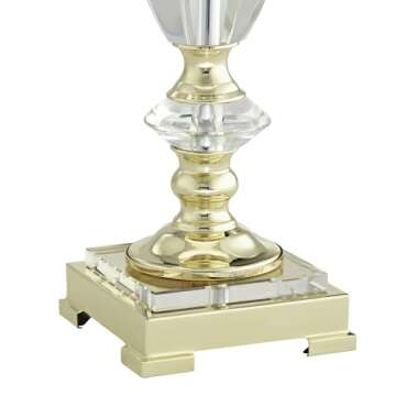 Vienna Full Spectrum Traditional Table Lamp 31" Tall Brass Gold Faceted Clear Crystal White Flared Bell Fabric Shade for Bedroom Living Room Nightstand Bedside Office House Home Family Entryway