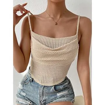 SHENHE Women's Stylish Crochet Crop Cami Top for Every Occasion