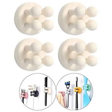 Defrko Silicone Toothbrush Holders - 4 Pcs Razor Hooks Adhesive Wall Mounted for Hanging Towel Key P...