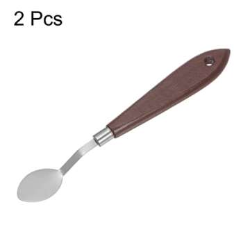 HARFINGTON 2pcs No.20 Palette Knives 22mm Width Stainless Steel Oval Spatula Painting Pallet Knife with Wood Handle for Oil Acrylic Canvas Mixing Spreading, Red