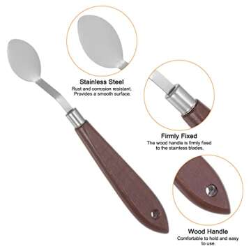 HARFINGTON 2pcs No.20 Palette Knives 22mm Width Stainless Steel Oval Spatula Painting Pallet Knife with Wood Handle for Oil Acrylic Canvas Mixing Spreading, Red