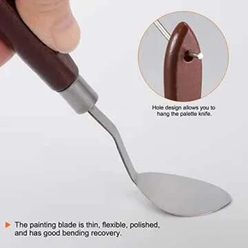 HARFINGTON 2pcs No.20 Palette Knives 22mm Width Stainless Steel Oval Spatula Painting Pallet Knife with Wood Handle for Oil Acrylic Canvas Mixing Spreading, Red