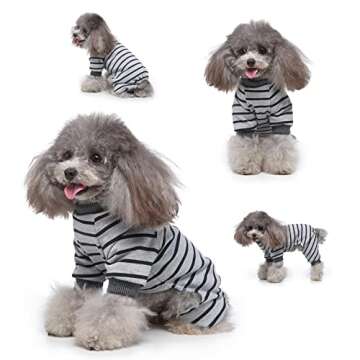 Enipoly Pet Pajamas for Small Dogs and Cats (Pack of 3), One-Piece Jumpsuit Cozy Shirt Onesie, Large, Green| Grey| Red