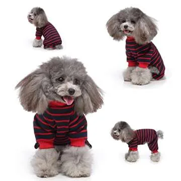 Enipoly Pet Pajamas for Small Dogs and Cats (Pack of 3), One-Piece Jumpsuit Cozy Shirt Onesie, Large, Green| Grey| Red