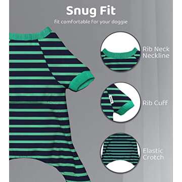 Enipoly Pet Pajamas for Small Dogs and Cats (Pack of 3), One-Piece Jumpsuit Cozy Shirt Onesie, Large, Green| Grey| Red