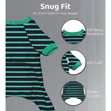 Enipoly Pet Pajamas for Small Dogs and Cats (Pack of 3), One-Piece Jumpsuit Cozy Shirt Onesie, Large, Green| Grey| Red