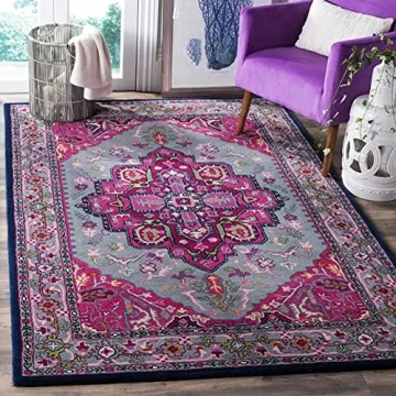SAFAVIEH Bellagio Collection 6' x 9' Grey / Pink Handmade Premium Wool Area Rug