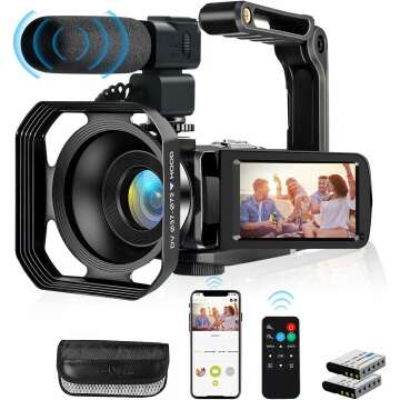 4K Camcorder with 48MP and WiFi for YouTube Vlogs