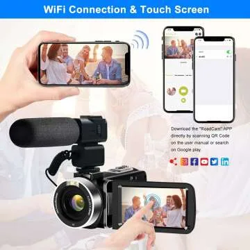 4K Camcorder with 48MP and WiFi for YouTube Vlogs