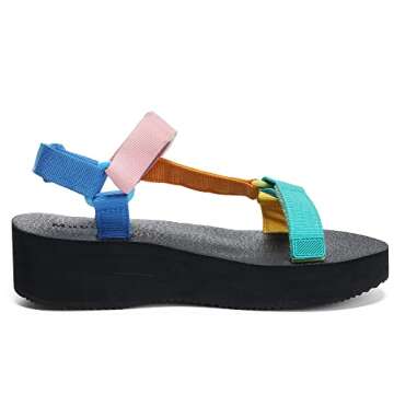 Women's Platform Sandals Casual Wedge Adjustable Velcro Arch Support Yoga Mat Heeled Flatform Sandal...